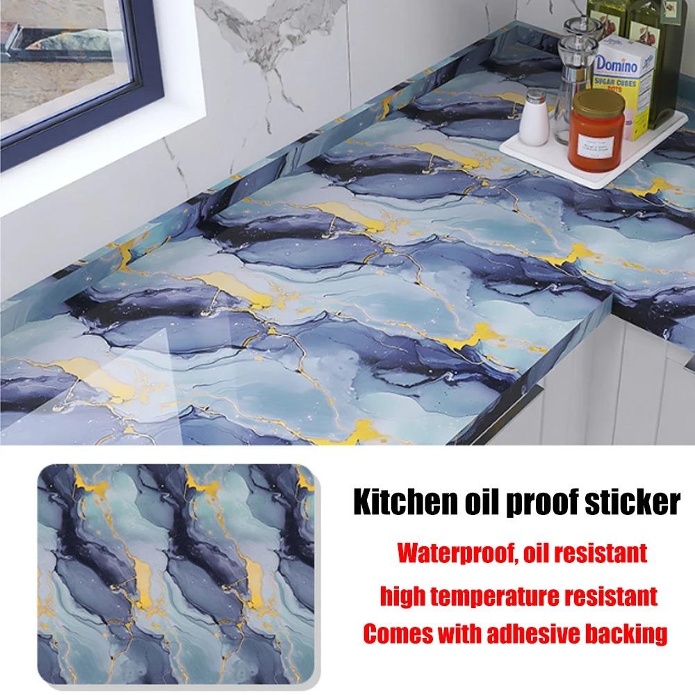 40cm Marble Pattern Kitchen Wall Stickers Self-Adhesive Oil-Proof Stain-Resistant Livingroom Resistant Home Decorative Wallpaper