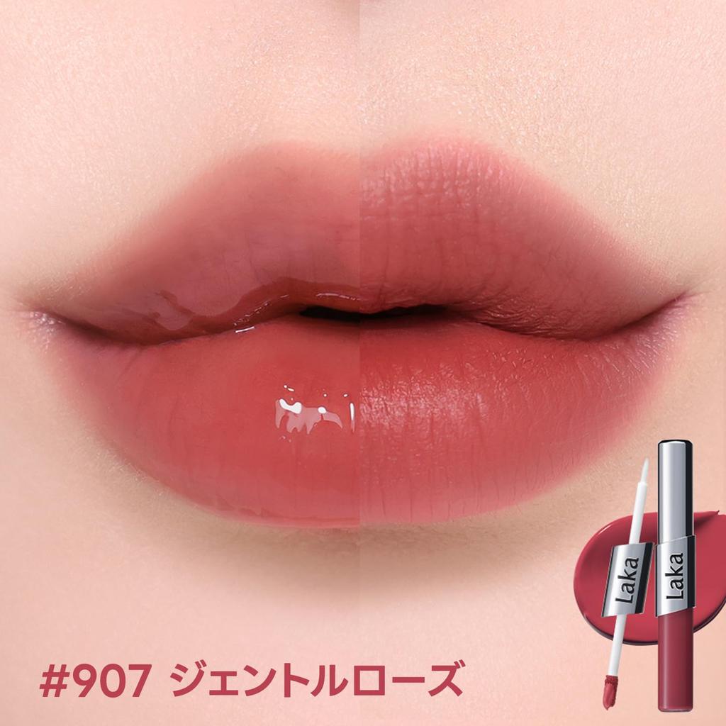 Laka Perfect Twin Lip (#907 Gentle Rose) | 2-in-1 | Matte Lipstick | Glossy Lipstick | Long-lasting | Long-lasting