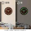 Wall clock luminous wall-mounted wooden silent continuous second hand large numbers automatically lights up dark visible night glow-in-the-dark 3D