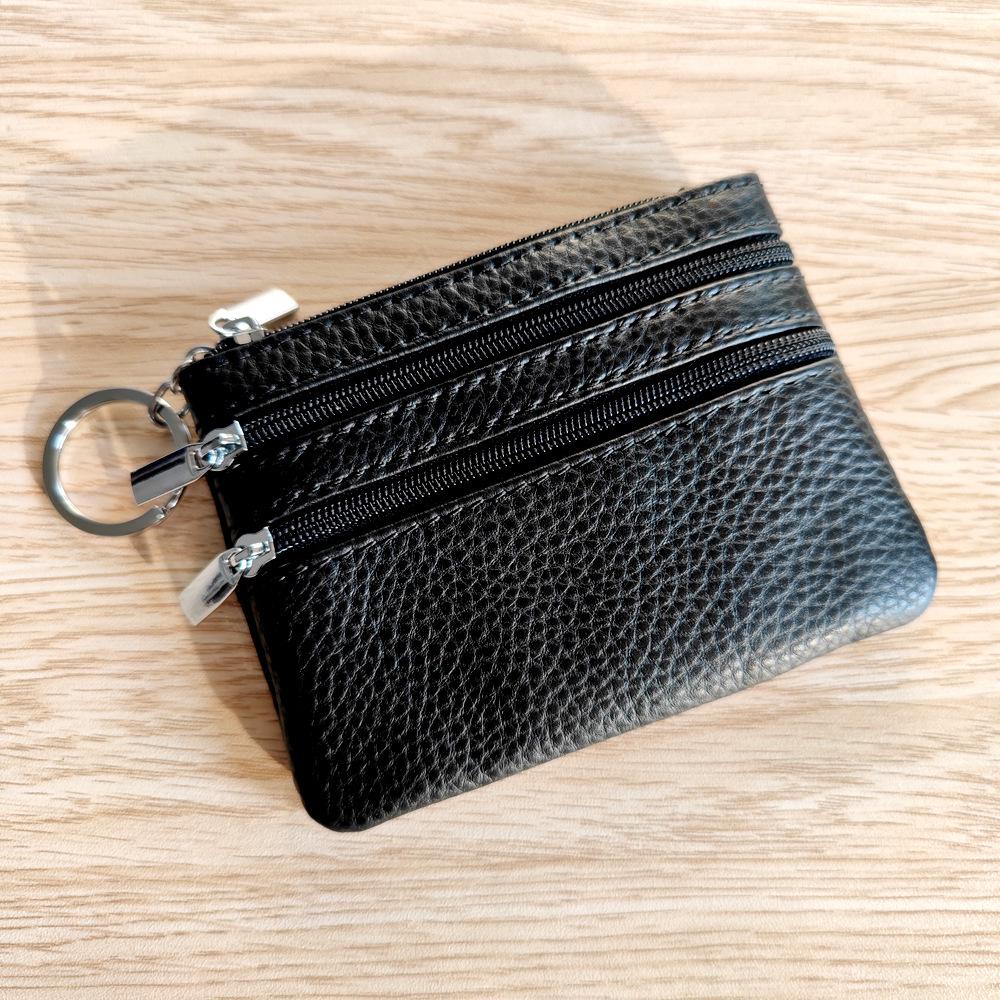 

Стильний шкіряний гаманець-кисет на блискавці для монет та ключів - Жіночий багатофункціональний тримач для карток