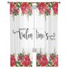 Valentine Flower Red Rose Tulle Curtains For Living Room Bedroom Home Decor Chiffon Sheer Voile Kitchen Curtain