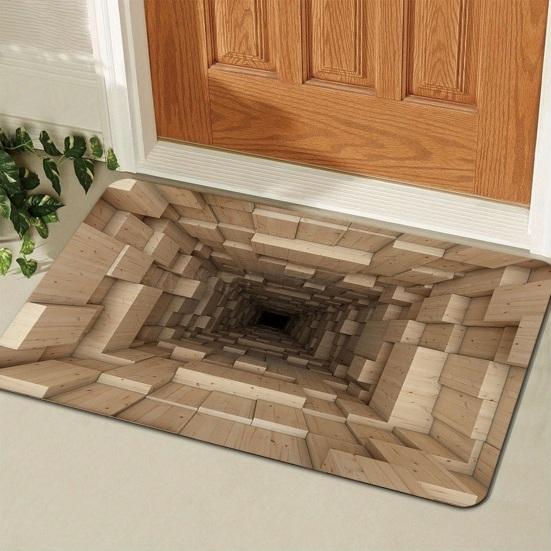 3D Optical Illusion Floor Mat Non-Slip Vision Rug Realistic 3D Carpet for Living Room Bedroom Bathroom Hallway Easy Care Decorative Rug