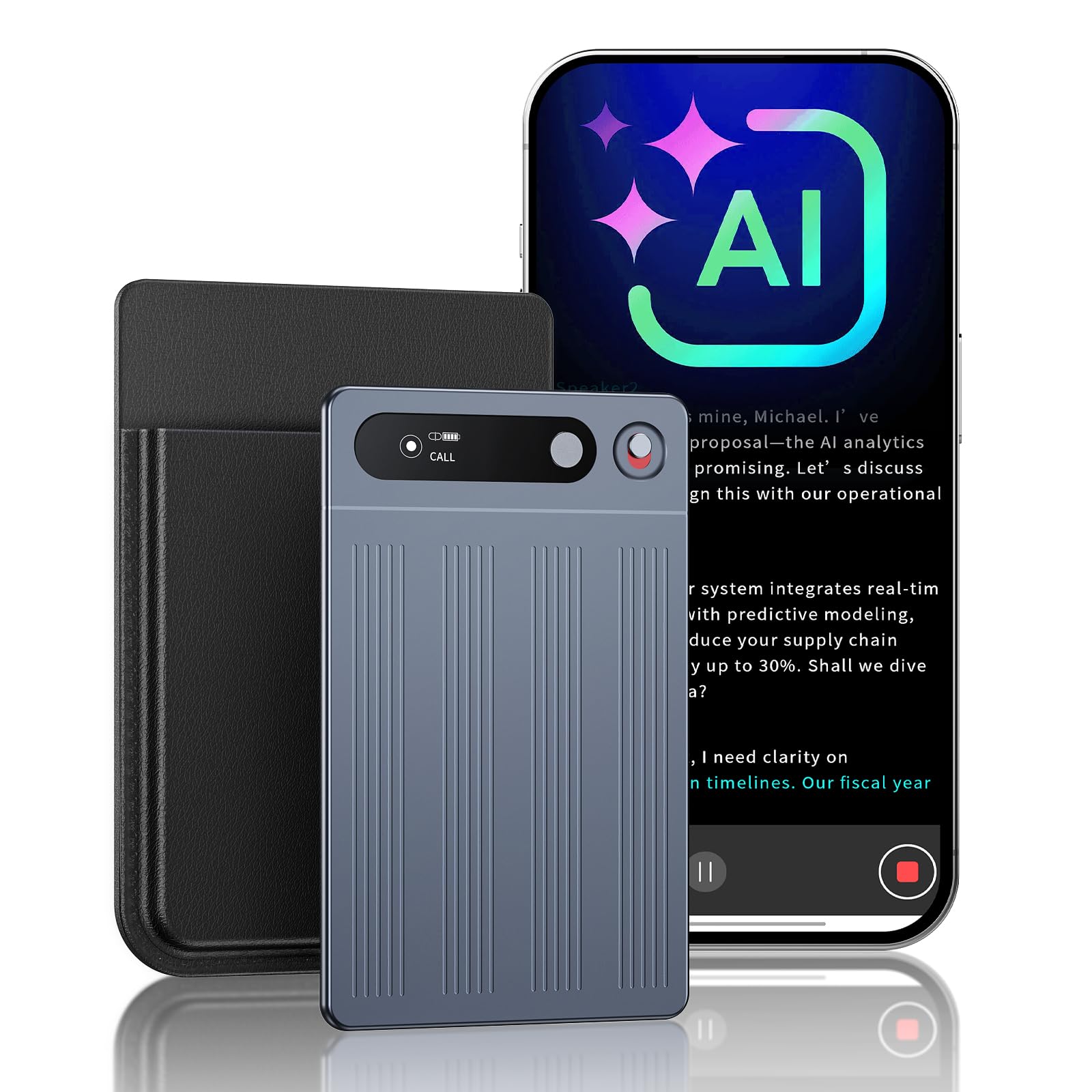 

M CARKUMI Диктофон с голосовым управлением и функцией транскрипции, Компактный диктофон, Расширенное LLM-резюмирование, Интеграция с приложением, Стандартная запись и Запись звонков