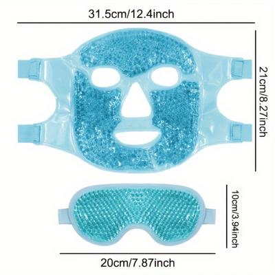 Masque Glacé Rafraîchissant pour le Visage et les Yeux pour Réduire les Gonflements, ,Compresse Chaude/Froide avec Dos en Peluche Douce (Bleu(1* Masque pour les yeux+1*Masque facial))