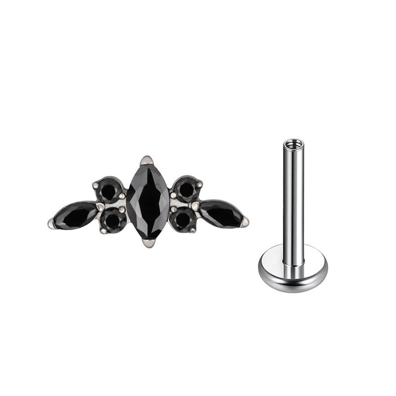 1 PZ Titanio G23 Piercing Labret Filettatura Interna Orecchini Zircone Occhio di Cavallo Fiore Helix Cartilagine Stud Labbra Gioielli per il Corpo 16G