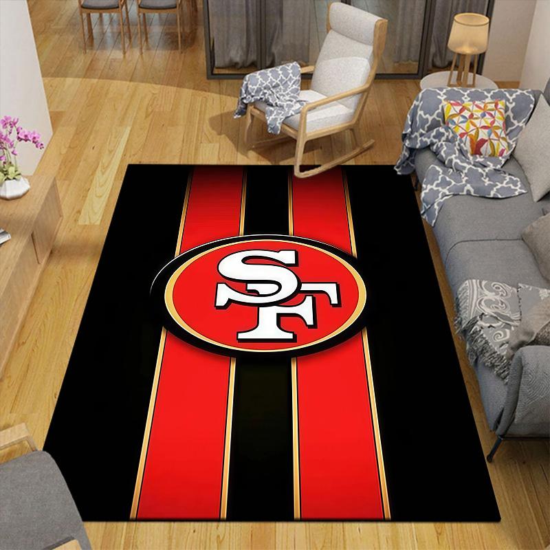 San Francisco 49ers Flanellmuster Quadratischer Teppich, Läufer, Teppich für Wohnzimmer Schlafzimmer Sofa Spielzimmer Dekor, Rutschfeste Fußmatte