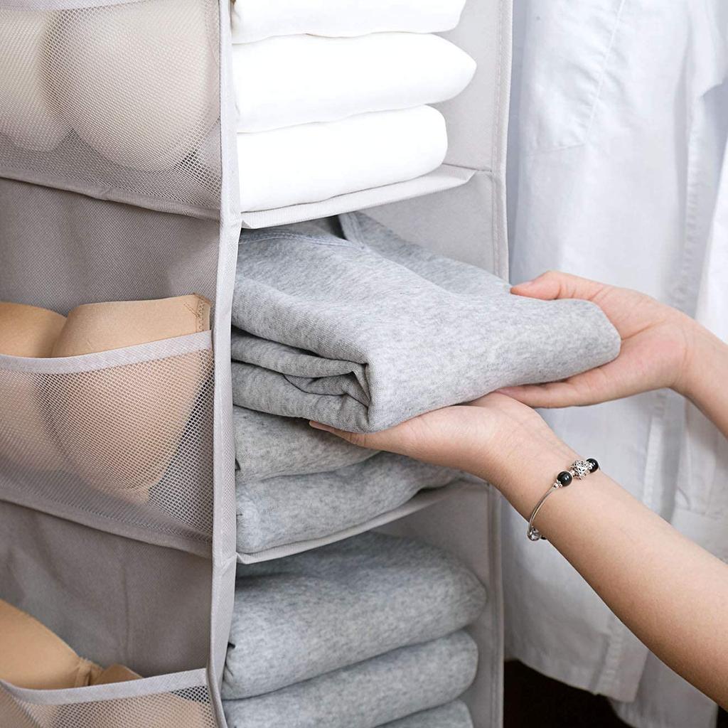 Hanging Storage Clothes 4 Closet Hanging Storage for Bath 12 Large Foldable Rack, Tiers, Storage, Towels, Hats, Clothes, Underwear, Towels, Pockets,