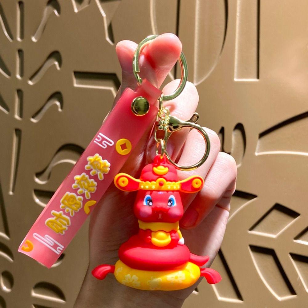 Lion Dance 2025 New Year Pendant Lucky Snake Key Ring Cute Snake Keychain  Ornament