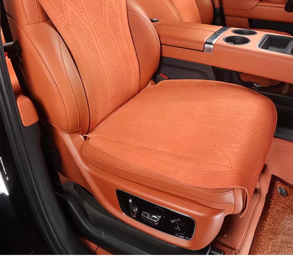 Universal Suede Car Seat Cushion - Breathable, Perforated, All-Season