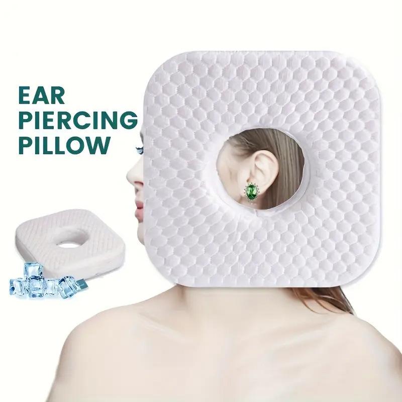 

1PCS Memory Foam Pillow with Ear Hollow Design - Square Pillow for Side Sleepers Home Car Travel Use Universal Comfort Support 23x23 белый
