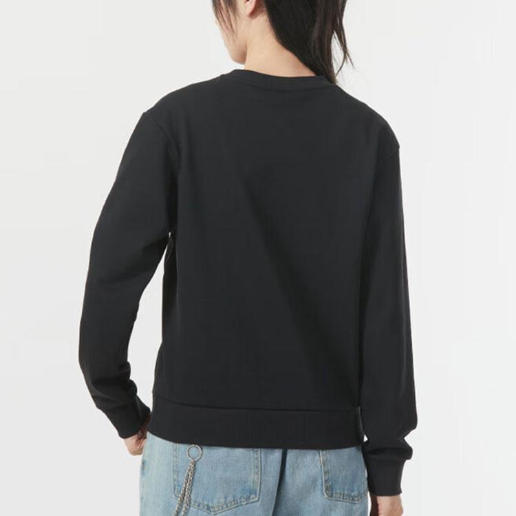 Adidas Color Block Letter Print Casual Crew Neck Long Sleeve Sweatshirt Women tops Black JJ0427