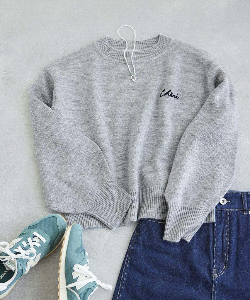 ROPE PICNIC Knit Pullover Logo Embroidered Knit GDM64000 Light Gray [WEB Exclusive] Mid-Gauge Pullover/Anti-Static/Machine Washable, Women's (08)