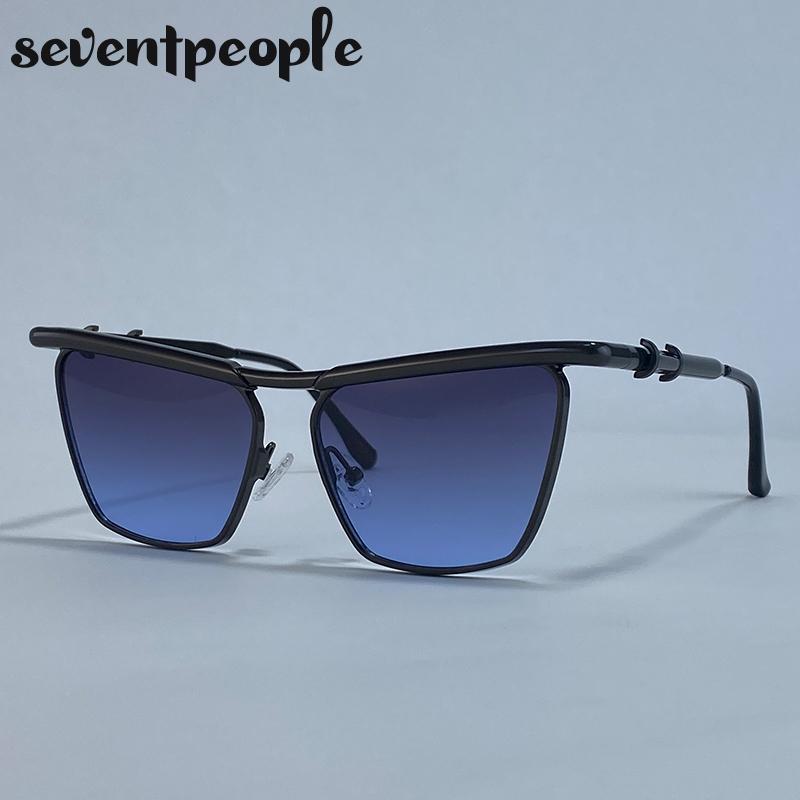 Classic Cat Eye Punk Sunglasses Women  Luxury Brand Trendy Metal Square Shield Sun Glasses Vintage Outdoor Shades For Ladies