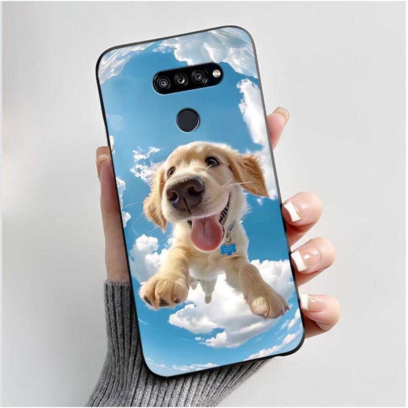 Soft Shockproof Phone Case For LG K50S Bumper Silicone Black Case New Design Viral Pattern Koi Shell Cute Colorful Cover