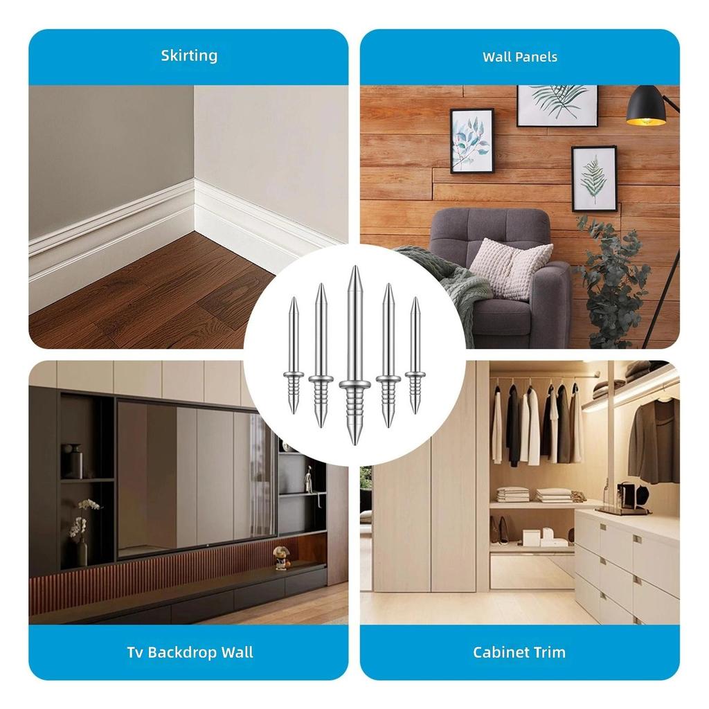 Heavy Duty Galvanized Invisible Fasteners Two Way Headless Nails for Baseboards & Woodworking No Track Left After Removal