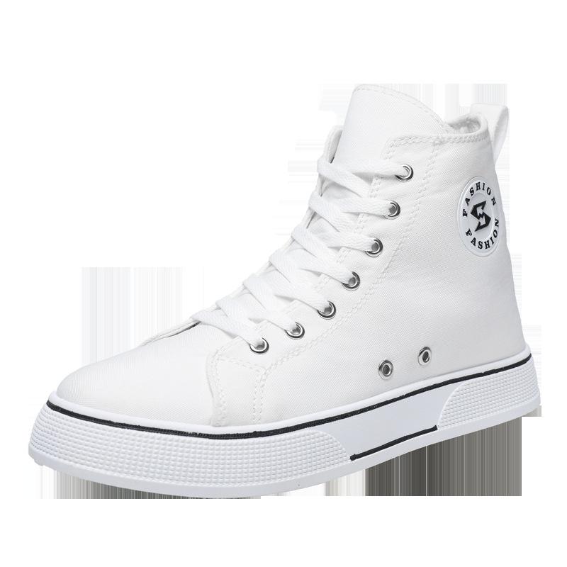 

Большие размеры обуви для скейтбординга, популярная корейская версия высоких парусиновых туфель, модная универсальная обувь для студентов в стиле ретро со шнуровкой, повседневная обувь для мужчин 39 белый