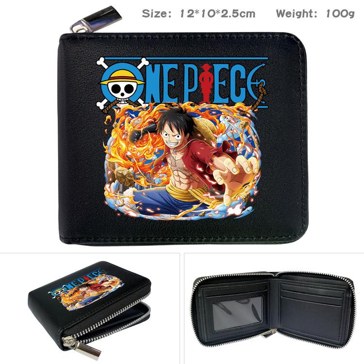One Piece Anime Reißverschluss PU Geldbörse Luffy Aufdruck Kurzes Münzfach Kartenhalter