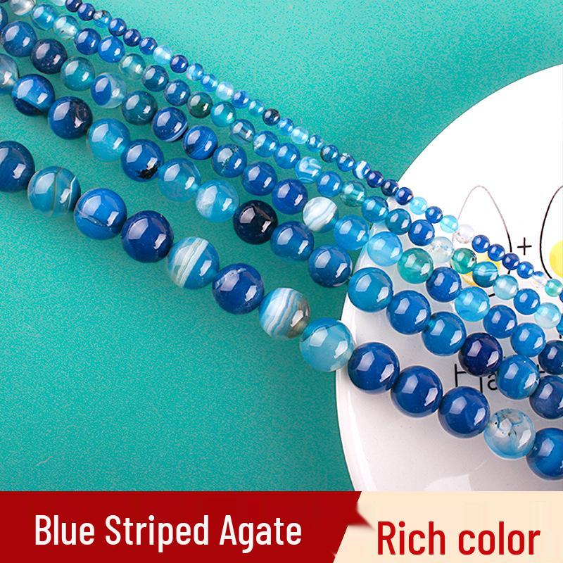 

Royal Blue Striped Agate Beads for DIY Jewelry and Bracelet Making 4mm
