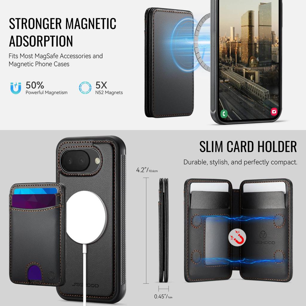 For Google Pixel 10A Case Wallet with Magnetic, RFID Blocking Magnetic Card Holder 2 In 1 Detachable Kickstand Shockproof Case