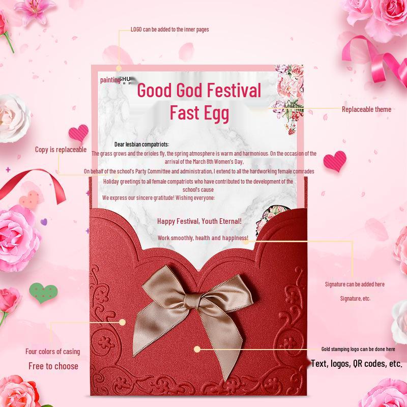 Elegant Women's Day Cards for Employees and Clients - 3.8 Goddess Festival Thank You Cards