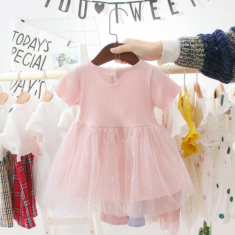 Dívčí batolecí tutu šaty Letní móda Šaty princezny s krátkým rukávem Roztomilé šaty pro družičku Svatba