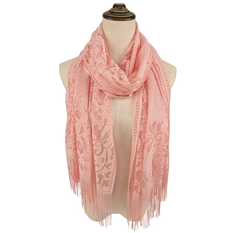 RUNMEI Black Yellow Pink Color Floral Lace Scarf Tassel Fringe Shawl Wrap Flower Headscarf Muslim Hijabs scarfs Women Ladies