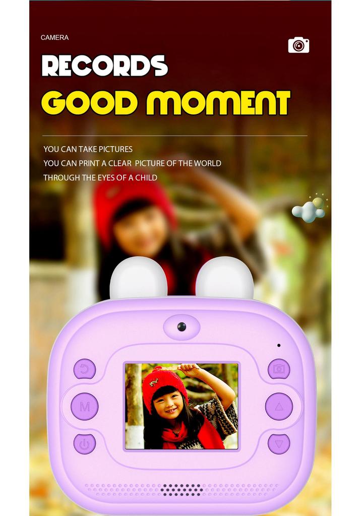 Q9 Kids' Instant Print Camera: HD Photo, Video Recording, One-Click Print, Cartoon Design, Perfect Gift