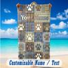 Dog Theme Beach Towel Personalized Custom Name & Text Soft Quick Dry Beach Towel for Swimming Travel