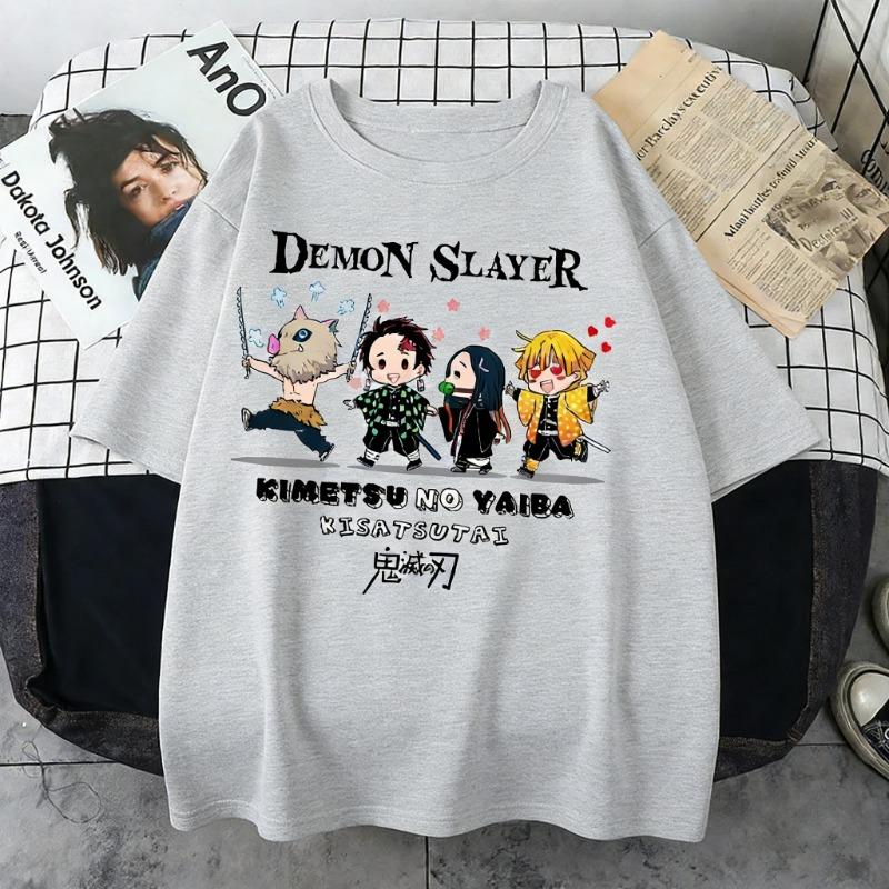 Plus Size Demon Slayer Summer Anime Printed , Women T-shirt Casual Parent Top Fashion Street Wear Harajuku Style Y2K