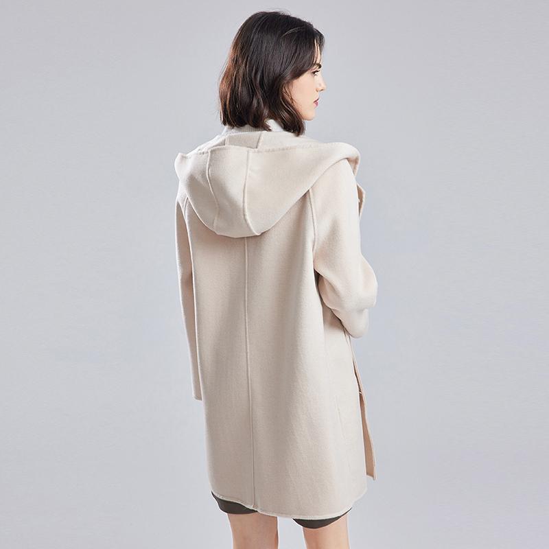 100 % Wolle Damen Wollmantel MODERN NEW SAGA Winter Warmer Wollmantel mit Kapuze Herbst Lässiger Wollmantel