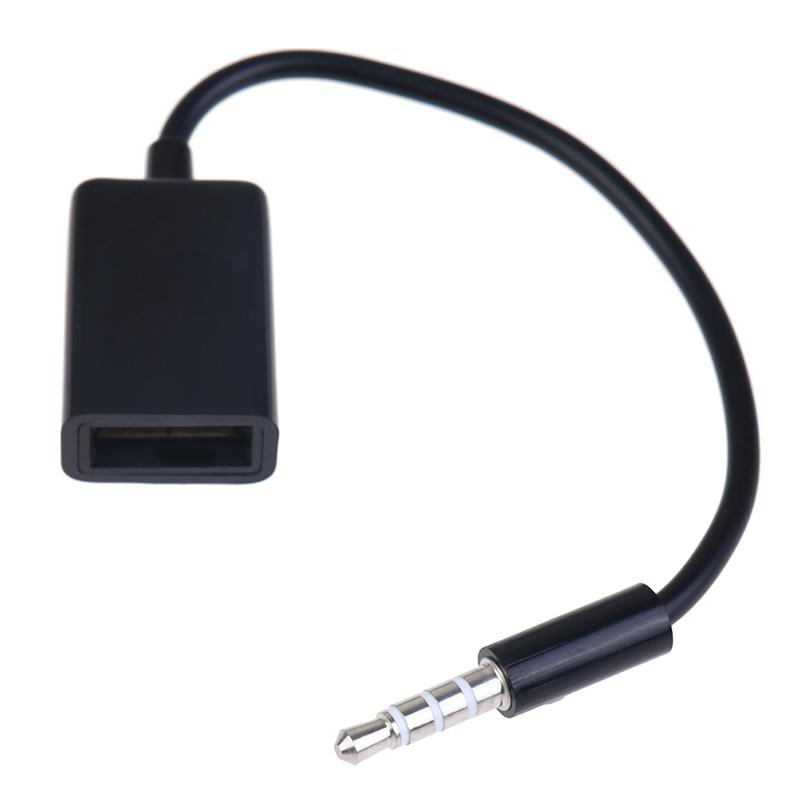 3.5Mm Male Aux Audio Plug Jack To Usb 2.0 Female Converter Cable Cord Car Mp3