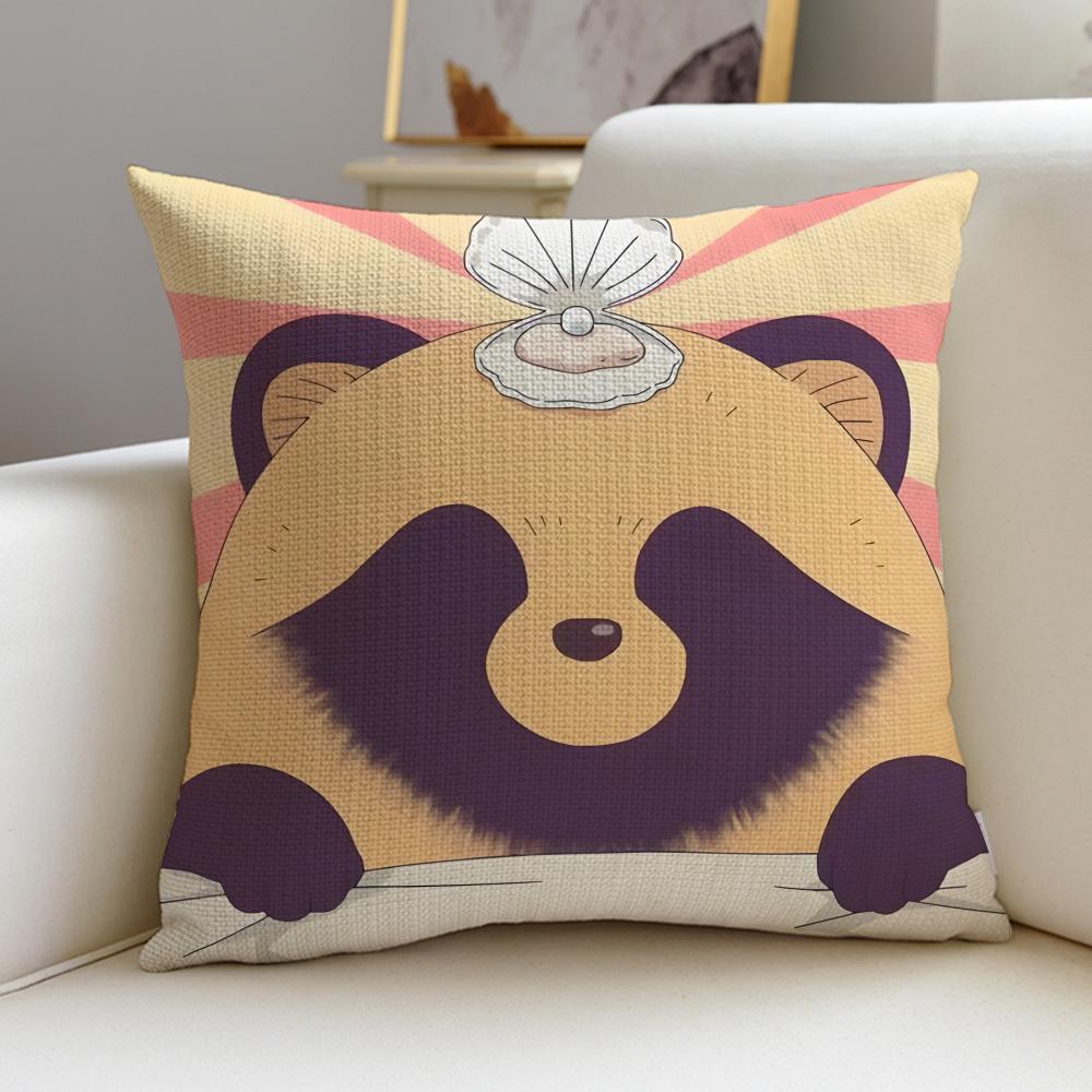

you and the rain tanukiS Cushion Cover Breathable and skinfriendly linen pillowcase square removable and washable cushion 30X30cm