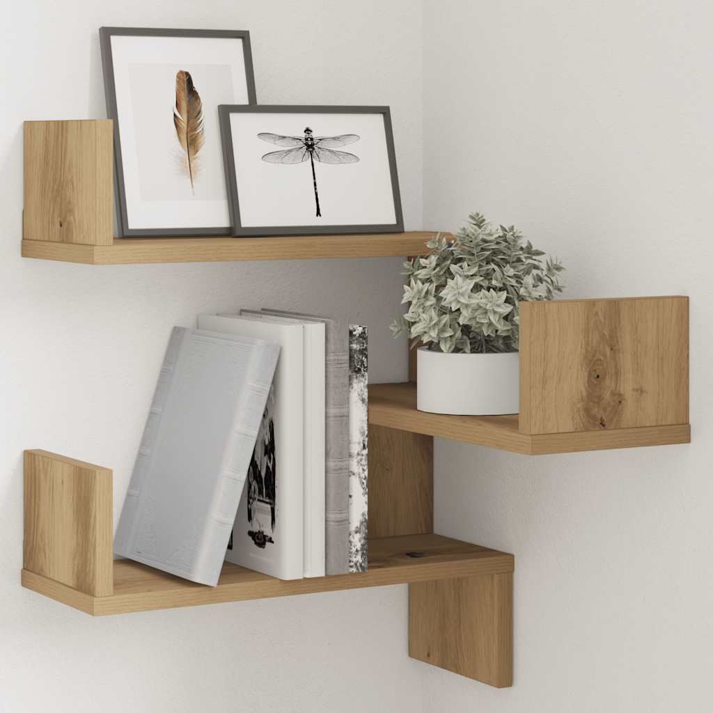 Vintage wooden corner shelf, creative design irregular wall shelf, artistic wall-mounted decorative storage rack, 40x40x49,5 cm
