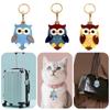 Faux Leather Cartoon Owl Keychain Cartoon Owl Charm Access Card Case Keyring  Key Ring