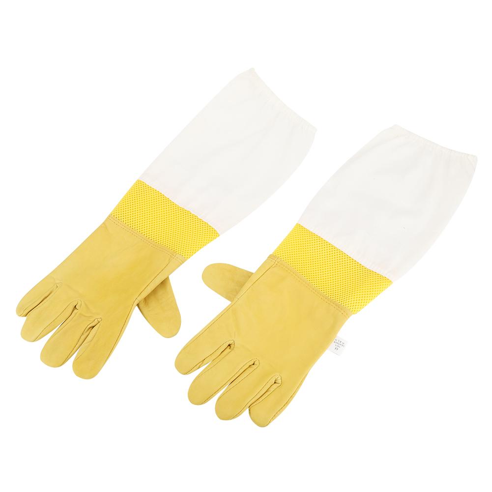 Pair Breathable Anti Bee Anti Sting Bee Gloves Long Sleeves Elastic Cuff with Mesh Beekeeper Protective Tool(XL )