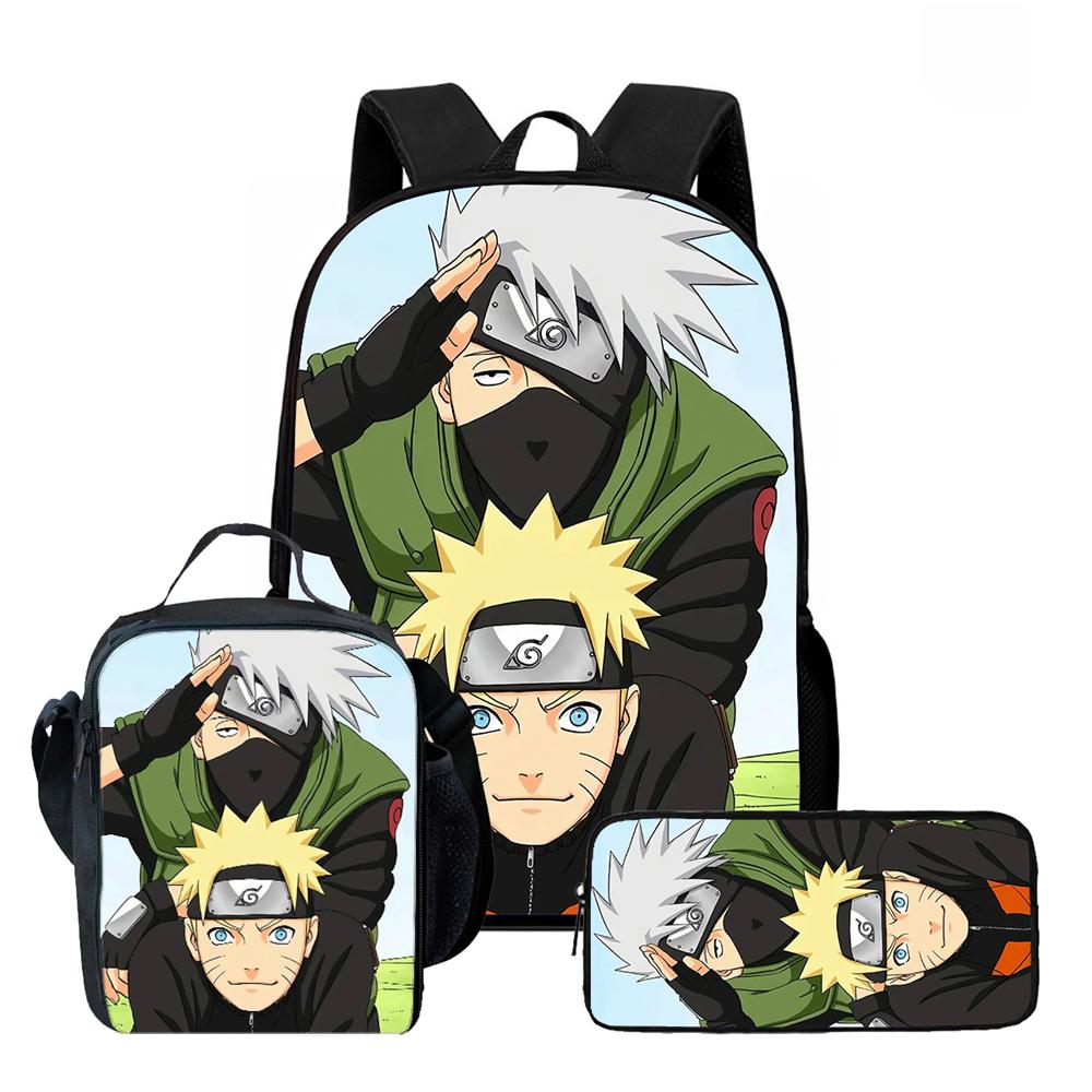 NARUTO Children School Daily Pack, 16 Inch Lightweight Animated Pupil Carrier, Dual Zip Pockets Durable For Boys Girls Age 4-10
