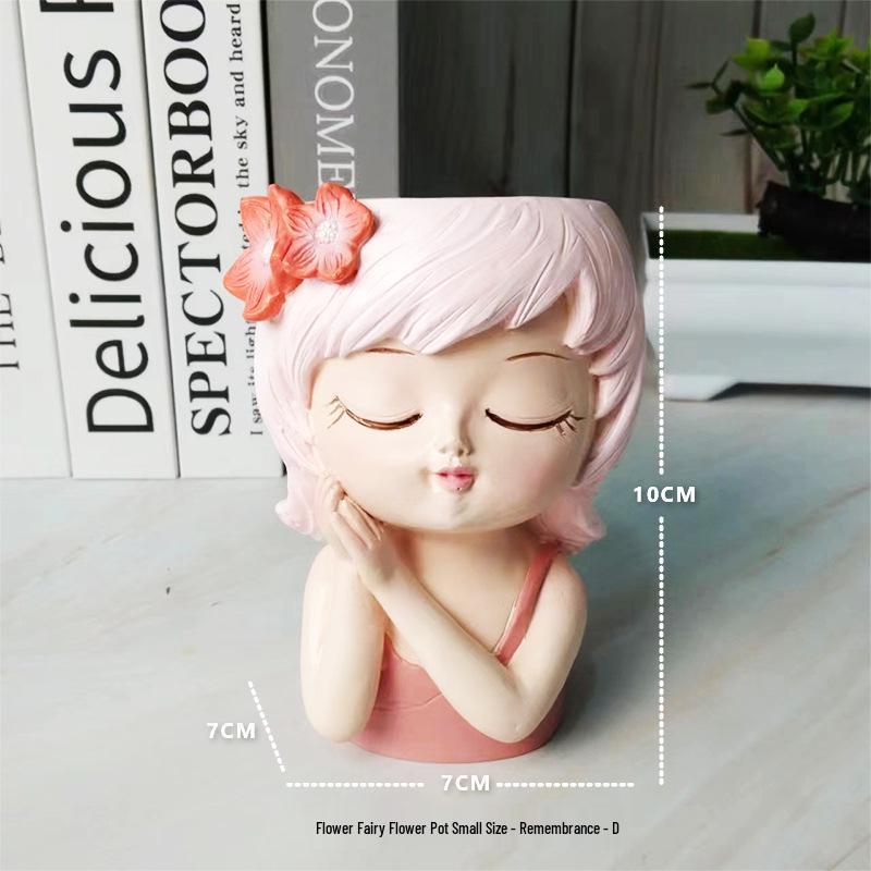 Nordic Style Resin Fairy Flower Pot - Cute Cartoon Succulent Desktop Ornament.