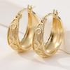 Vintage Classic Hand-carved Texture Golden Hoop Hoop Earrings for Women's Fashion Versatile Banquet Festival Jewelry Accessories