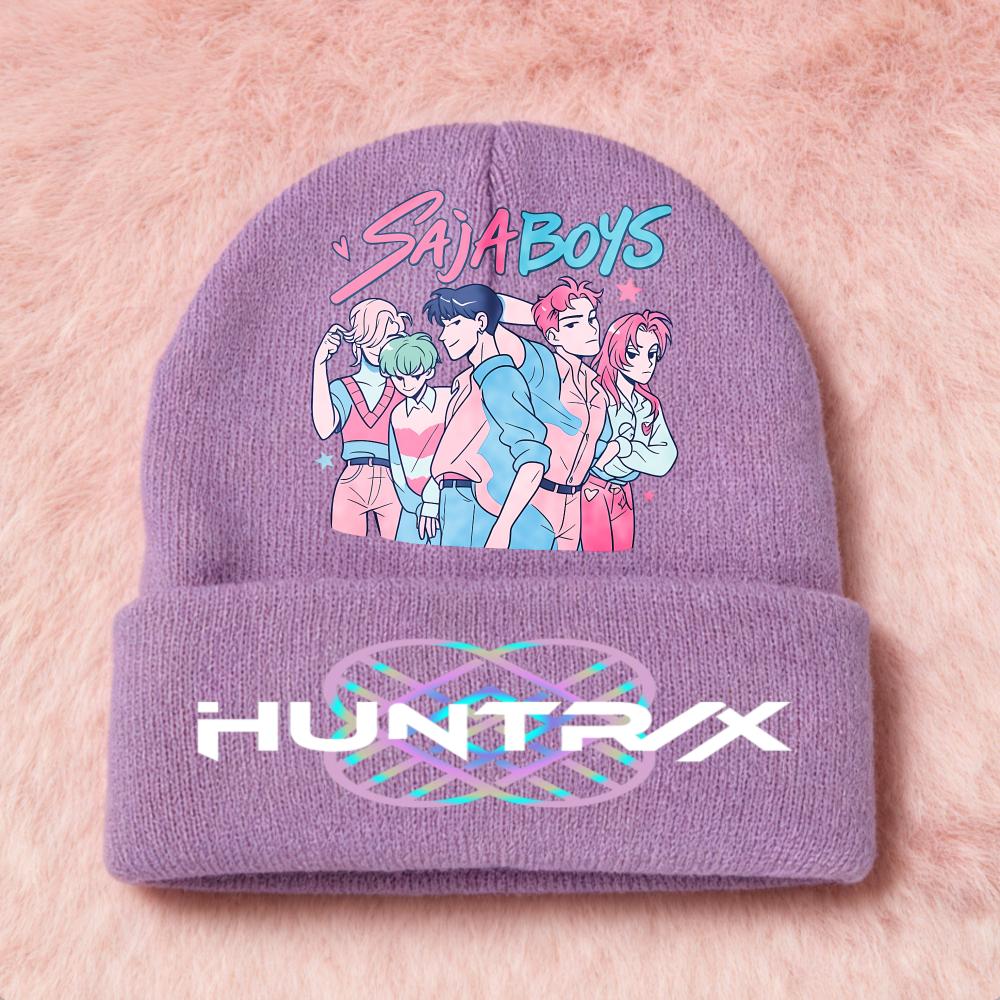 Latest KPop Demon Girls Knitted Hats Kpop Hunter Cartoon Children Headgear Cotton Cold Season Adorable Hat Anime Children Navidad Birth Date Gifts