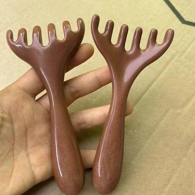 Holz Kopfhautmassagegerät Gua Sha Sechs-Krallen Kopfschaber-Stab Schaber-Klaue Massagegerät für Körper Nacken Beinmassage