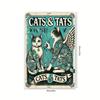 Vintage "Cats & Tattoos" Metal Sign Waterproof Wall Art for Edgy Room Decor