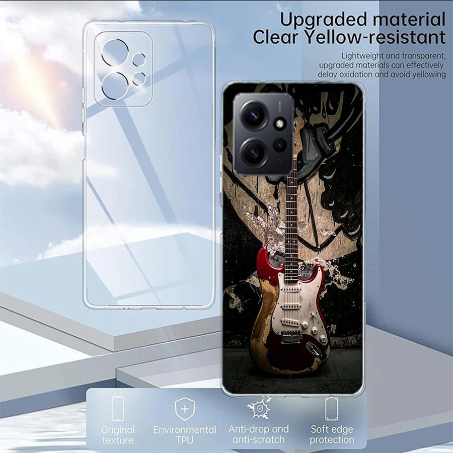 Retro rock Music Electric Guitar Phone Case For Redmi Note 14 15 Pro 5G 13 12 Pro Plus 11 11T 11E 11S 10 Pro 10S 9 9S Cover Cell