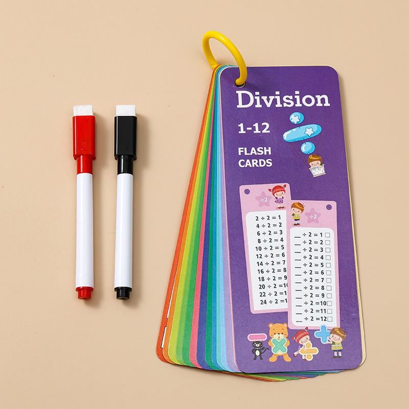 1 Set 1-12 Grades Math Calculation Self-test Training Cards Educational Flash Cards for Beginner Kids Students Math Practice Use C