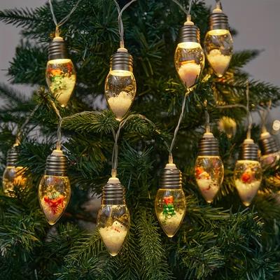 1 unidad 10/20LED Luces de Cadena Globo de Nieve Navideño Papá Noel Árbol de Navidad Muñeco Reno Luz de Deseo Para Fiesta de Boda Decoración del Hogar