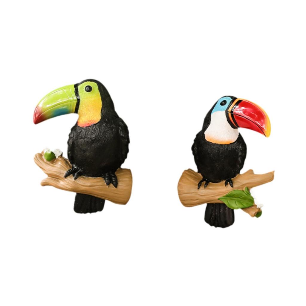 2 Pieces Parrot Tree Hugger Ornament Garden Statue Resin Yard Art Decor