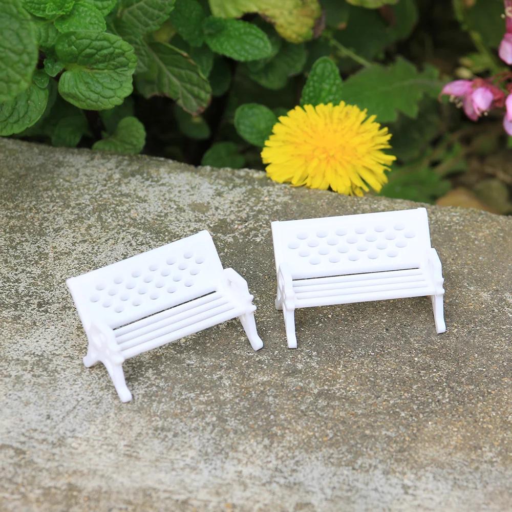 3pcs Resin Miniature Bench Stools Micro Landscapes Park Chair Figurines Crafts Succulents Bonsai  Doll House Fairy Garden Decor