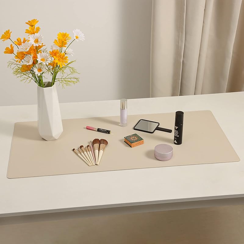 Leather Desk Pad Blotter,Wolaile 36x17 inch Big Keyboard Mouse Pad,Waterproof Non-Slip Writing Desk Computer Mat Desktop Protector for Office