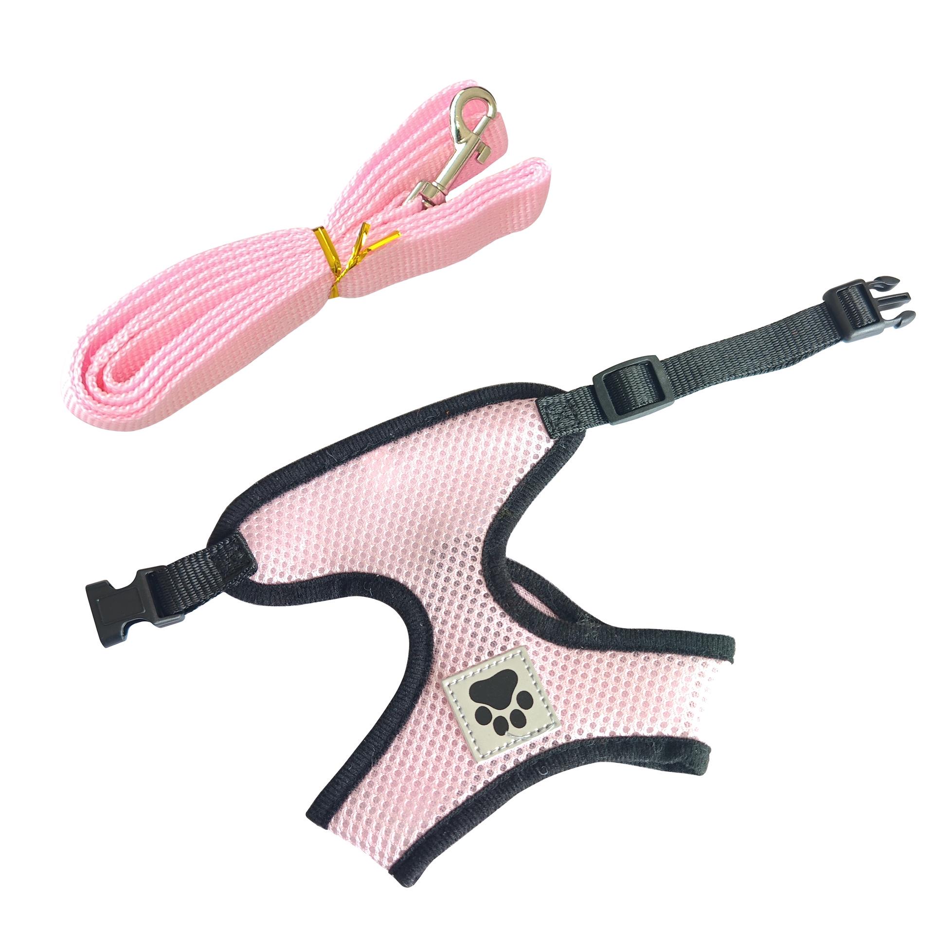 

Дышащий сетчатый регулируемый жилет-шлейка для собак с поводком для маленьких собак Medium розовый