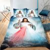 Jesus Bedding Set Christian Retro Comforter Cover for Teens Adult Jesus Christ Believer Quilt Cover Vintage Style Duvet Cover