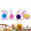 4/6/7Pcs Bunnies Eggs Hanging Decoration Paper Honeycomb Ornament For Wedding Birthday Baby Showers Holiday Party